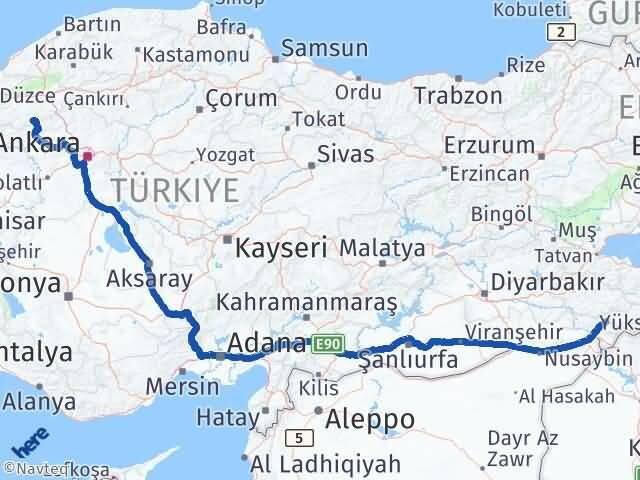 Şırnak Kıbrıscık Bolu Arası Kaç Km - Yol Haritası