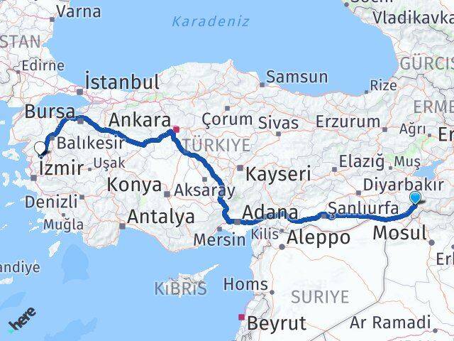 Şırnak Kınık İzmir Arası Kaç Km - Yol Haritası