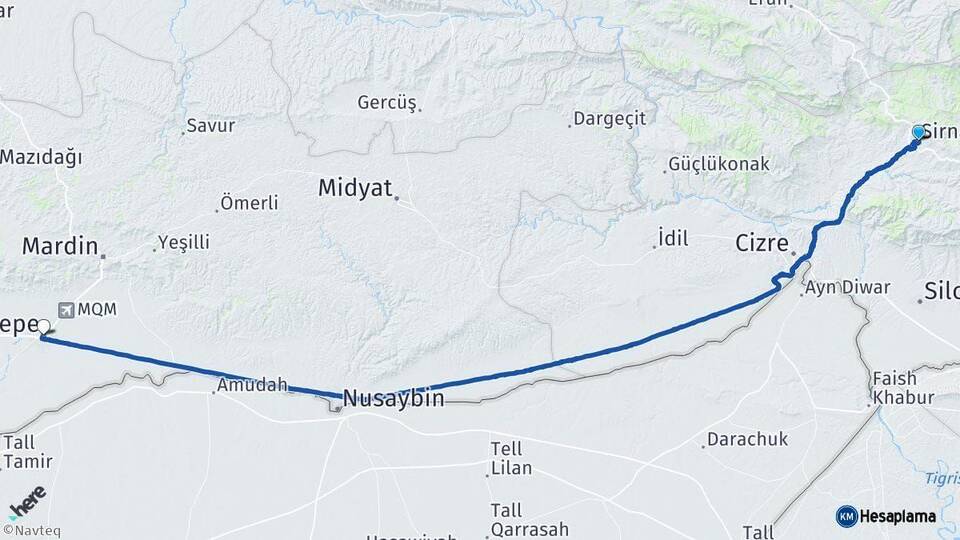 Şırnak Kızıltepe Mardin Arası Kaç Km - Yol Haritası