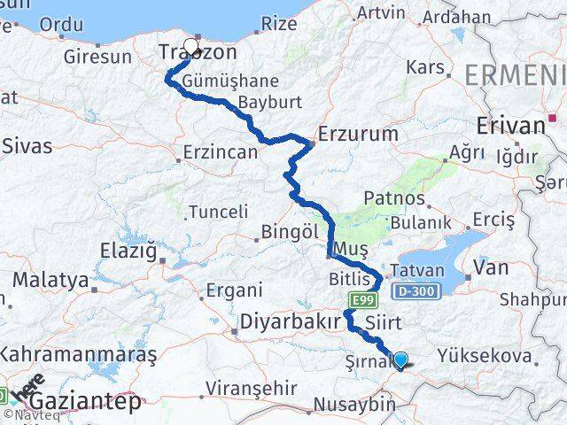 Şırnak Maçka Trabzon Arası Kaç Km - Yol Haritası