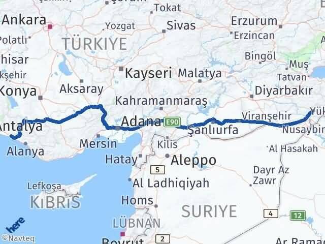 Şırnak Manavgat Antalya Arası Kaç Km - Yol Haritası