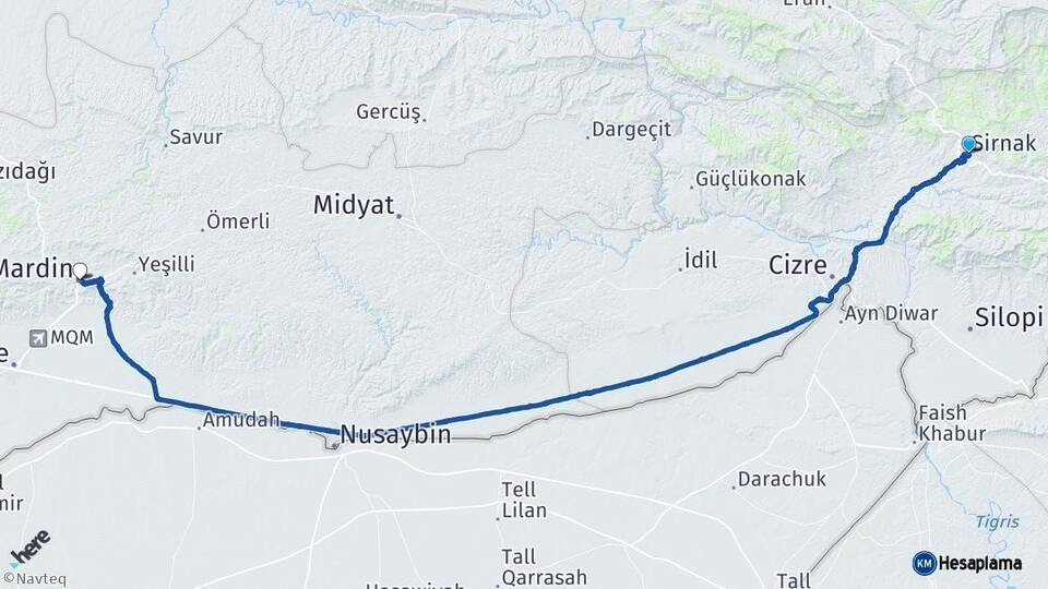 Şırnak Mardin Arası Kaç Km - Yol Haritası