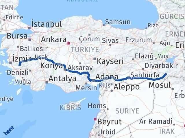 Şırnak Ödemiş İzmir Arası Kaç Km - Yol Haritası
