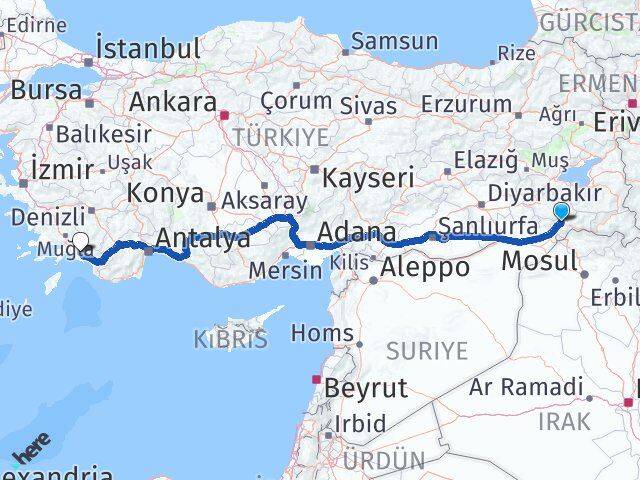 Şırnak Ortaca Muğla Arası Kaç Km - Yol Haritası