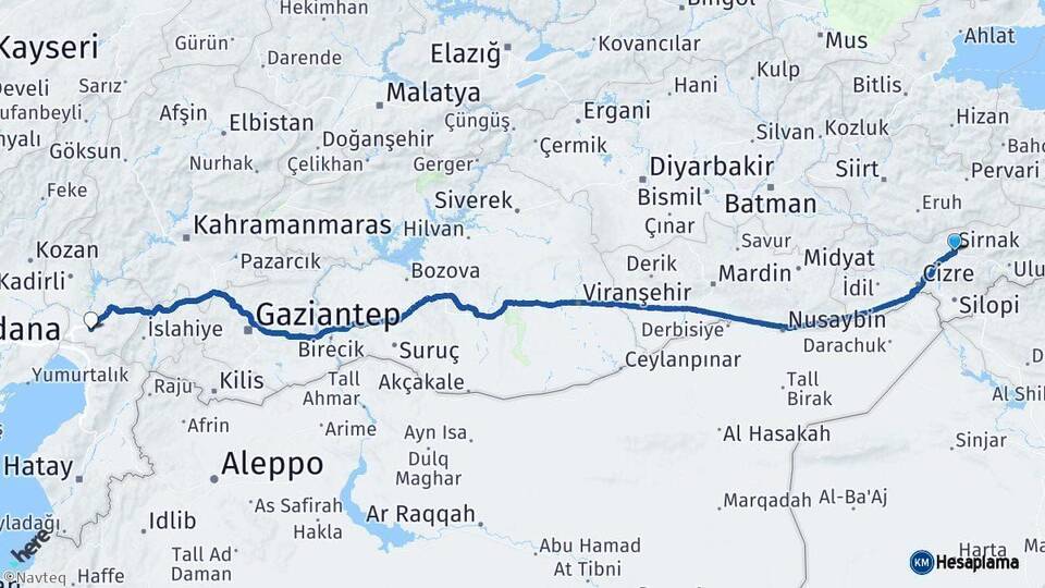 Şırnak Osmaniye Arası Kaç Km - Yol Haritası