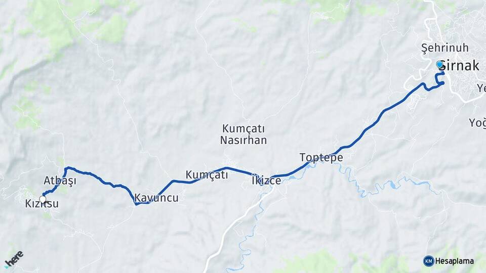 Şırnak Otogarı Kızılsu Arası Kaç Km - Yol Tarifi