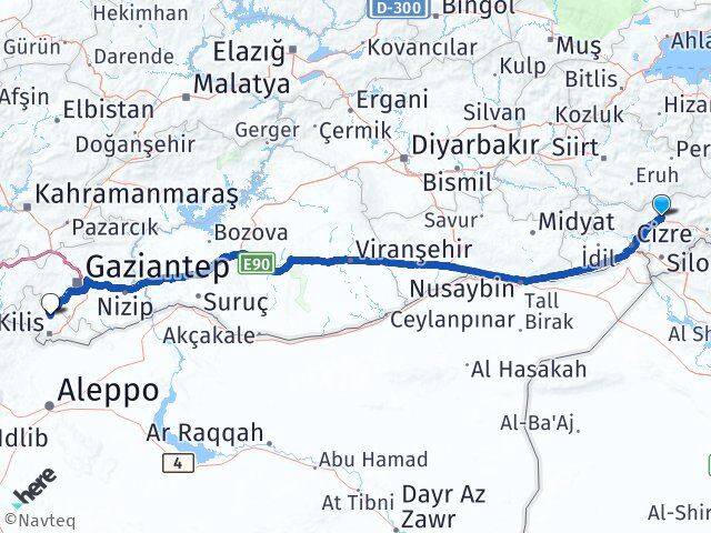 Şırnak Polateli Kilis Arası Kaç Km - Yol Haritası