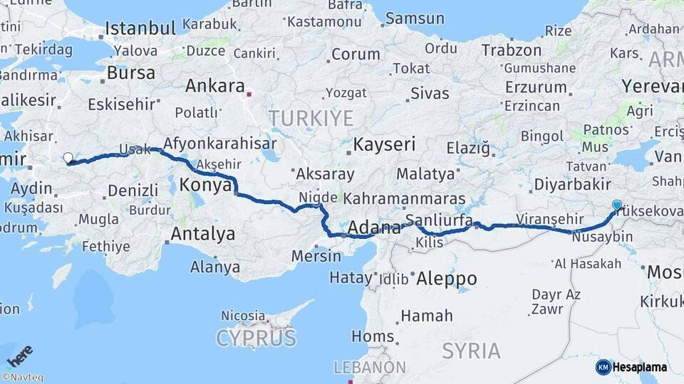 Şırnak Salihli Manisa Arası Kaç Km - Yol Haritası