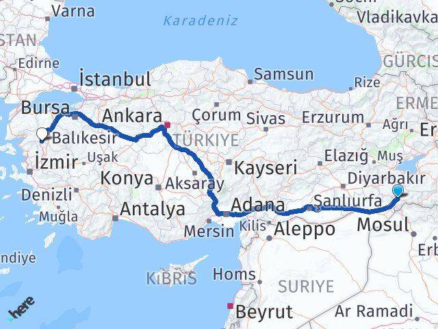Şırnak Savaştepe Balıkesir Arası Kaç Km - Yol Haritası