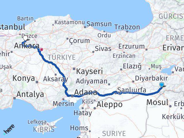 Şırnak Seben Bolu Arası Kaç Km - Yol Haritası