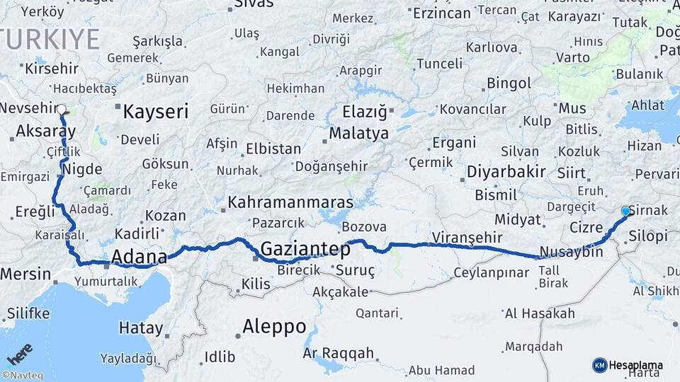 Şırnak Şenoba Muş Arası Kaç Km - Yol Haritası