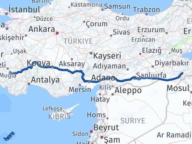 Şırnak Serinhisar Denizli Arası Kaç Km - Yol Haritası