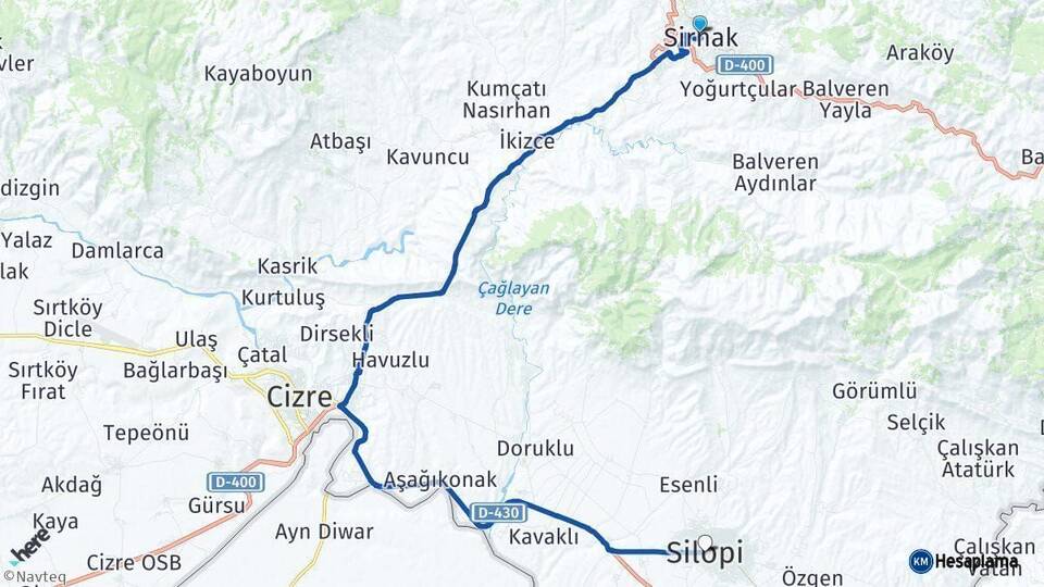 Şırnak Silopi Arası Kaç Km - Yol Haritası