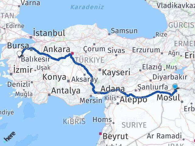 Şırnak Silopi Balıkesir Arası Kaç Km - Yol Haritası