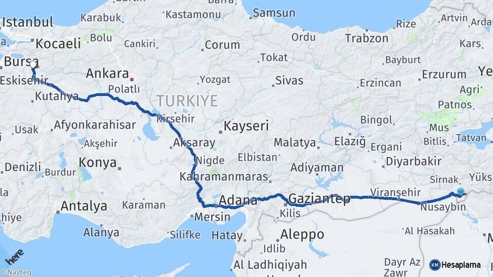 Şırnak Silopi Bilecik Arası Kaç Km - Yol Haritası