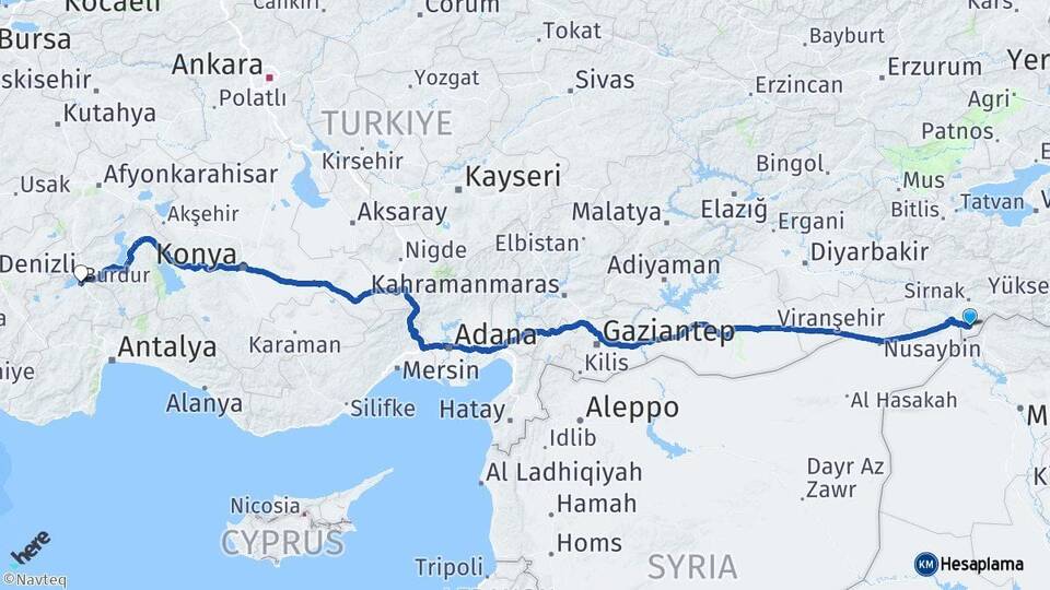 Şırnak Silopi Burdur Arası Kaç Km - Yol Haritası