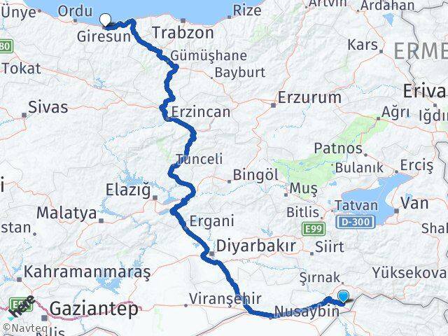 Şırnak Silopi Giresun Arası Kaç Km - Yol Haritası
