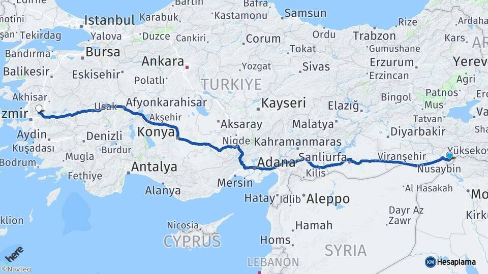 Şırnak Silopi Manisa Arası Kaç Km - Yol Haritası