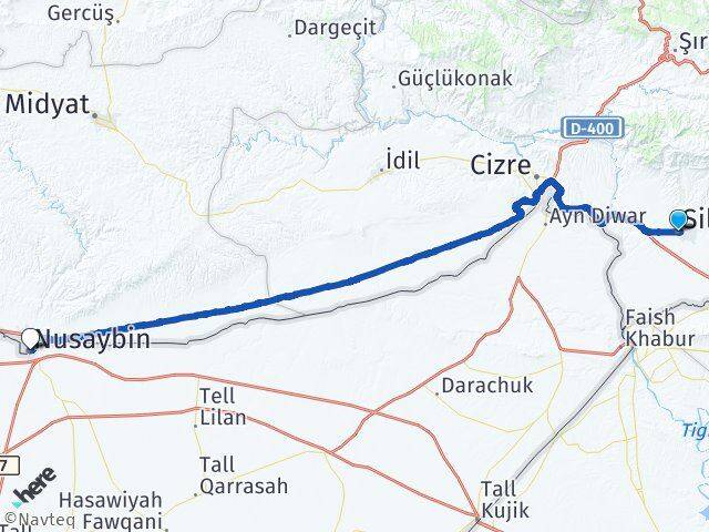 Şırnak Silopi Nusaybin Mardin Arası Kaç Km - Yol Haritası