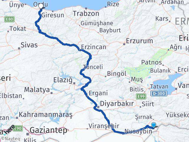 Şırnak Silopi Ordu Arası Kaç Km - Yol Haritası