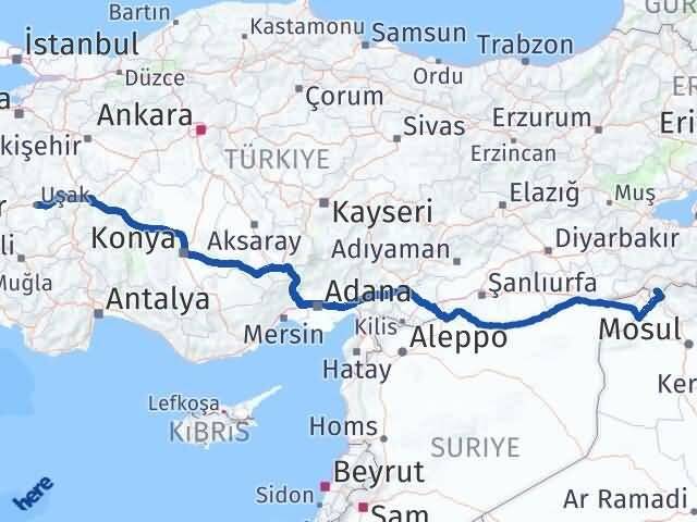 Şırnak Silopi Uşak Arası Kaç Km - Yol Haritası