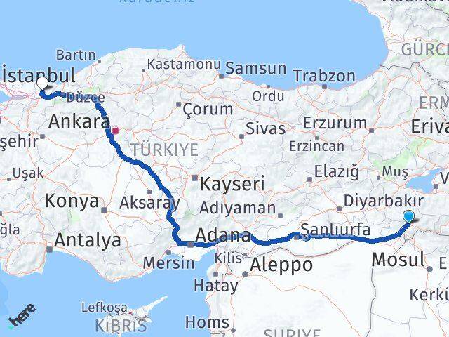 Şırnak Söğütlü Sakarya Arası Kaç Km - Yol Haritası