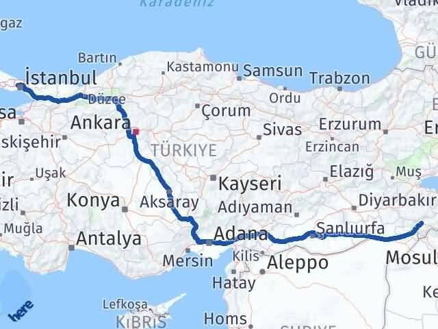 Şırnak Sultangazi İstanbul Arası Kaç Km - Yol Haritası