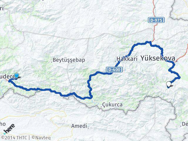 Şırnak Uludere Dağlıca Yüksekova Hakkari Arası Kaç Km - Yol Haritası