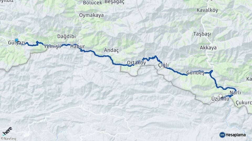 Gülyazı Üzümlü Arası Kaç Km - Yol Tarifi