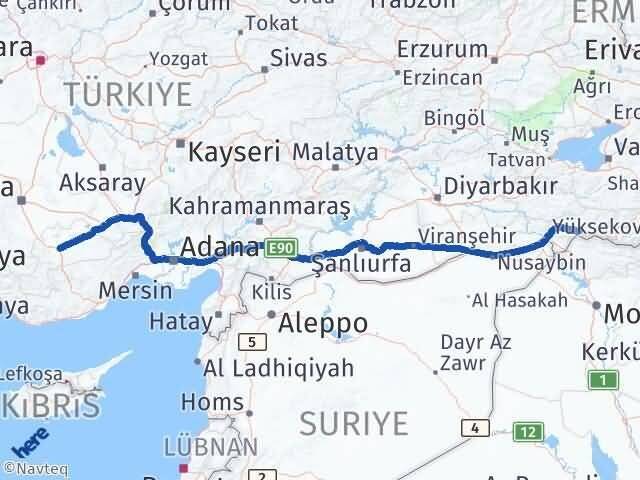 Şırnak Uludere Karaman Arası Kaç Km - Yol Haritası