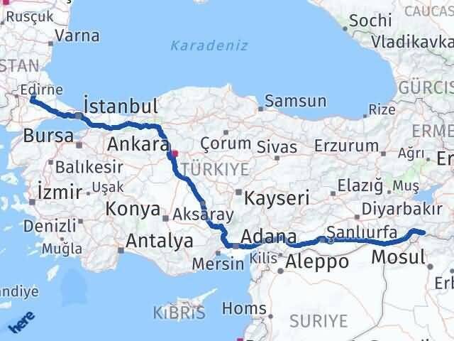 Şırnak Uludere Kırklareli Arası Kaç Km - Yol Haritası