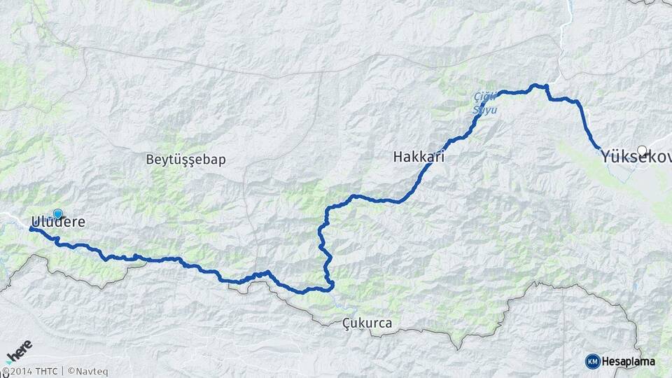 Şırnak Uludere Yüksekova Hakkari Arası Kaç Km - Yol Haritası