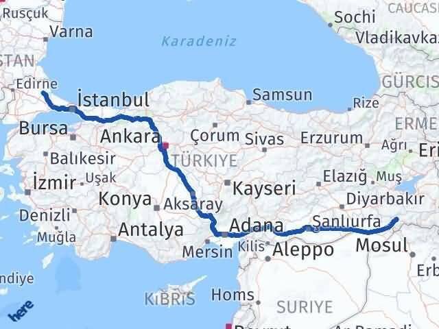 Şırnak Vize Kırklareli Arası Kaç Km - Yol Haritası