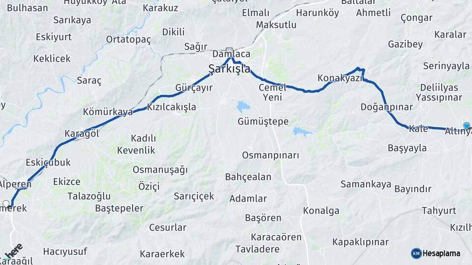 Sivas Altınyayla Gemerek Arası Kaç Km - Yol Haritası