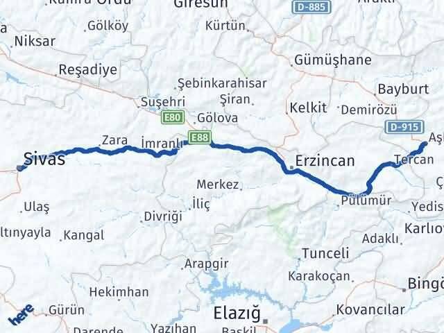 Sivas Aşkale Erzurum Arası Kaç Km - Yol Haritası