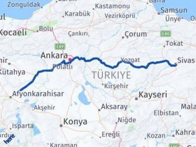 Sivas Bayat Afyonkarahisar Arası Kaç Km - Yol Haritası