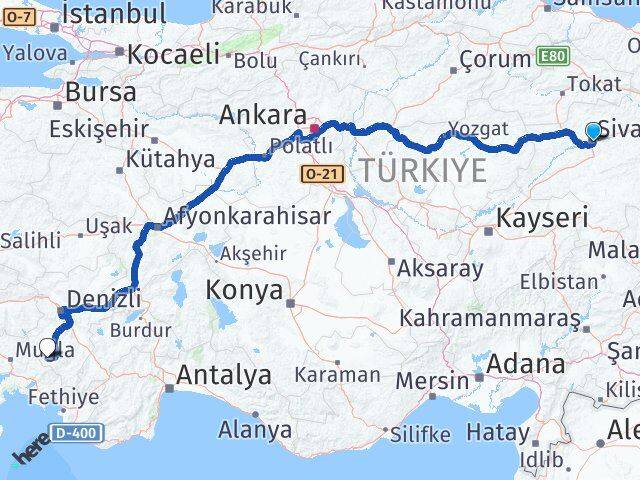 Sivas Beyağaç Denizli Arası Kaç Km - Yol Haritası