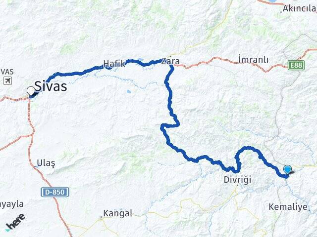 Adatepe Sivas Otogarı Arası Kaç Km - Yol Tarifi