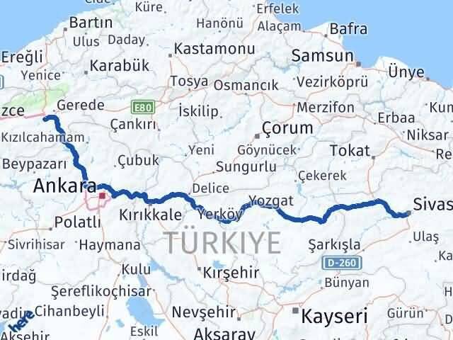 Sivas Dörtdivan Bolu Arası Kaç Km - Yol Haritası