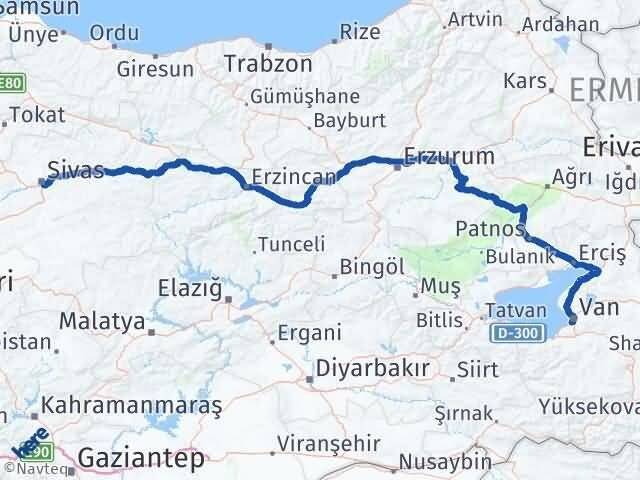 Sivas Edremit Van Arası Kaç Km - Yol Haritası