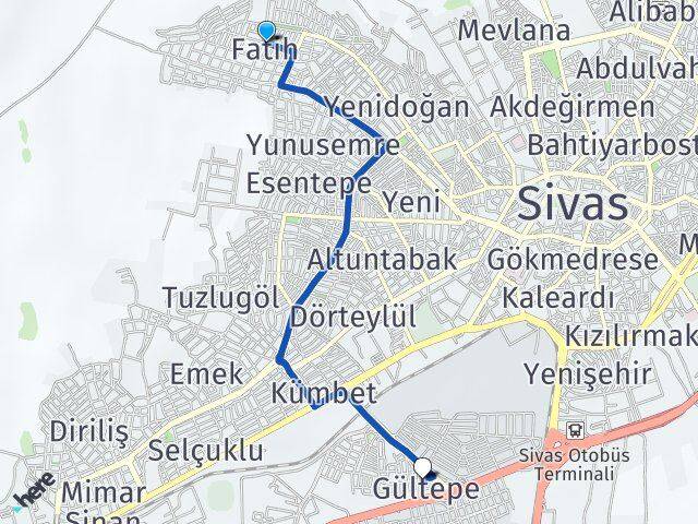 Fatih Gültepe Arası Kaç Km - Yol Tarifi