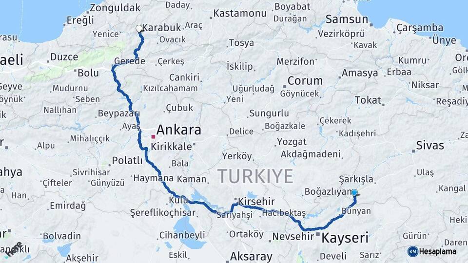 Gemerek Karabük Arası Kaç Km - Yol Tarifi