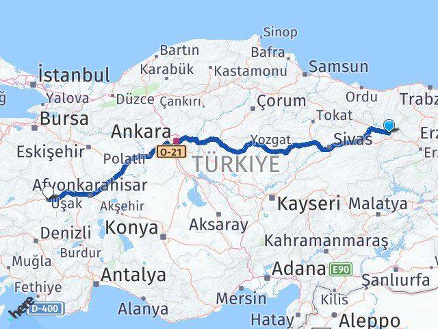 Sivas Gölova Uşak Arası Kaç Km - Yol Haritası