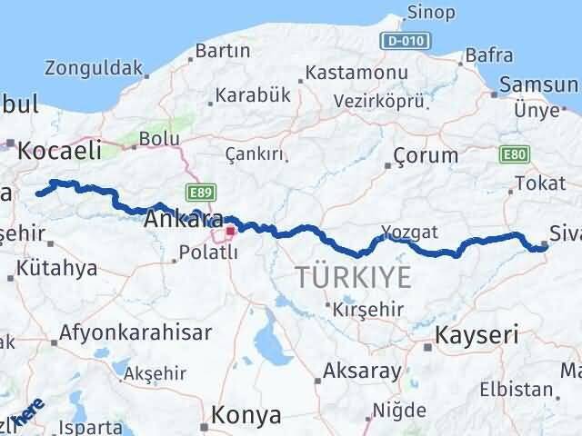 Sivas Gölpazarı Bilecik Arası Kaç Km - Yol Haritası