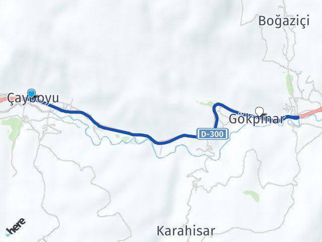 Çayboyu Gökpınar Arası Kaç Km - Yol Tarifi