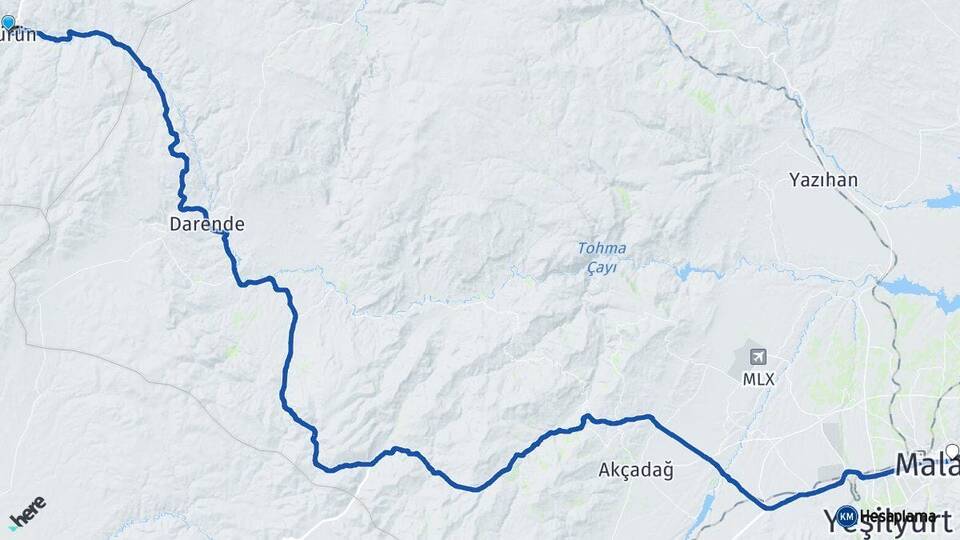 Sivas Gürün Malatya Arası Kaç Km - Yol Haritası