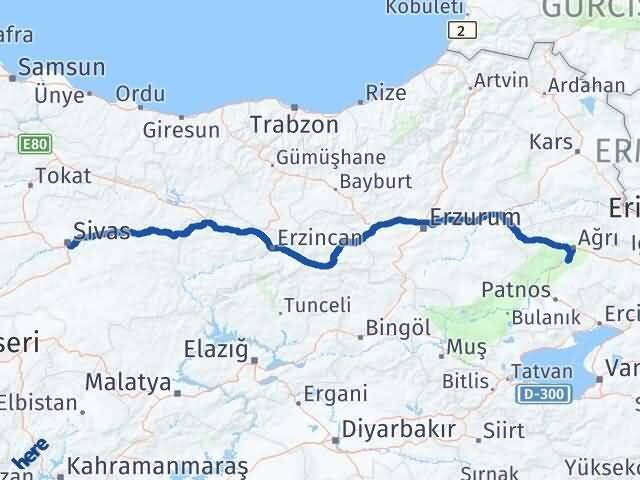Sivas Hamur Ağrı Arası Kaç Km - Yol Haritası