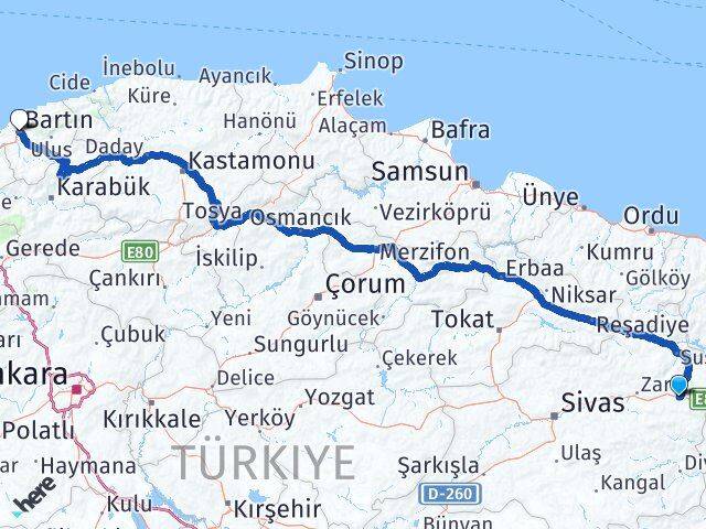 İmranlı Bartın Arası Kaç Km - Yol Tarifi