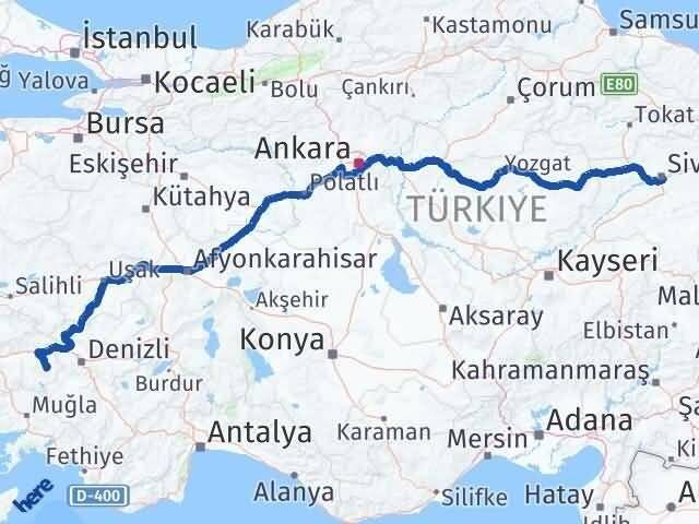 Sivas Karacasu Aydın Arası Kaç Km - Yol Haritası