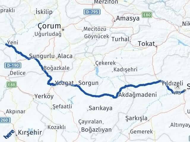 Sivas Kızılırmak Çankırı Arası Kaç Km - Yol Haritası